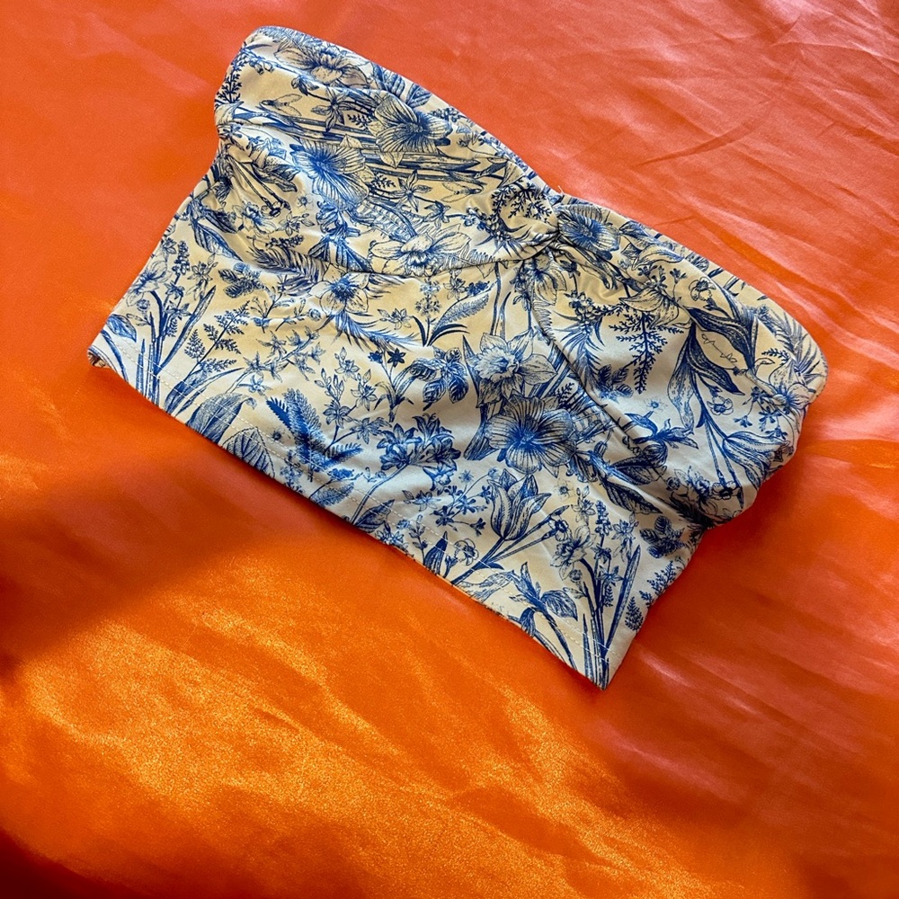 SHEIN Blue and White Floral Top